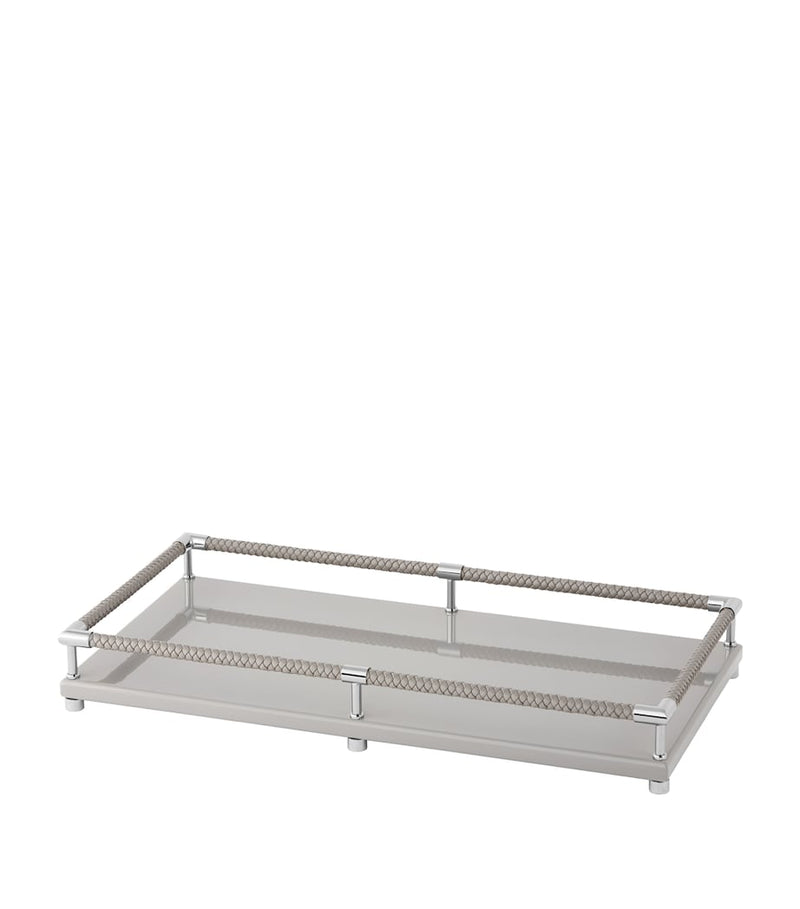 Riviere leather-trim lacquered tray 40cm x 22cm (British brand)