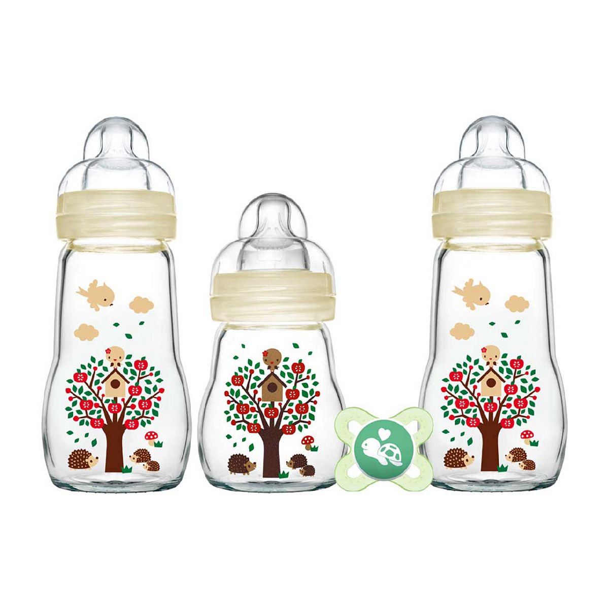 MAM Glass Baby Bottle Set Including MAM Start Soother Baby Accessories & Cleaning Boots   