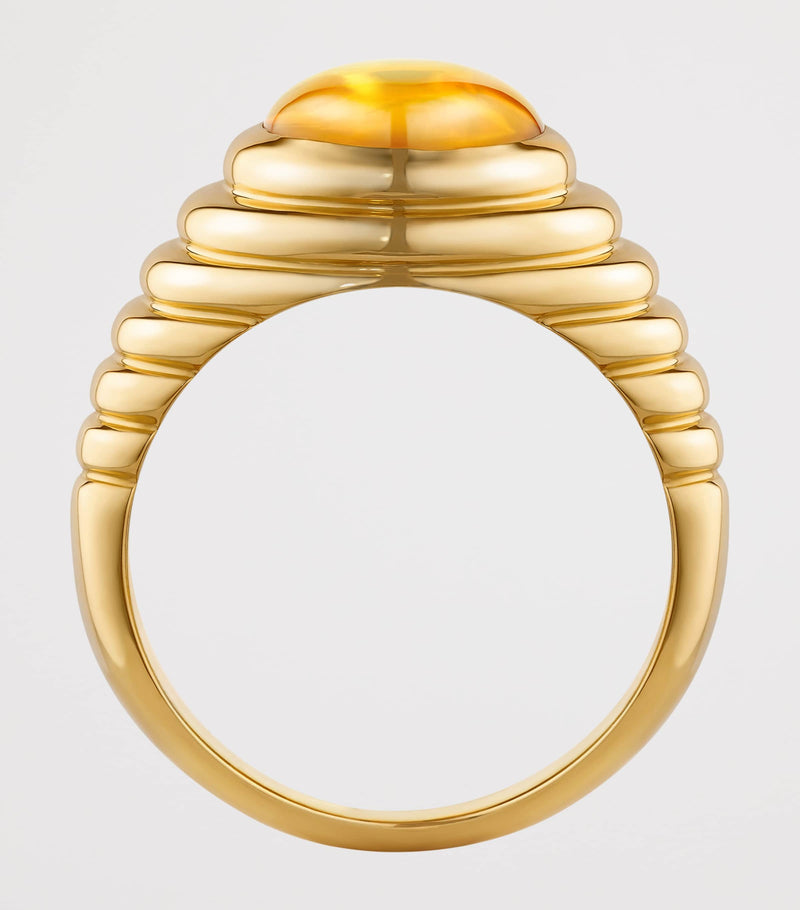 Bvlgari yellow gold topaz quartz ring - (British brand)