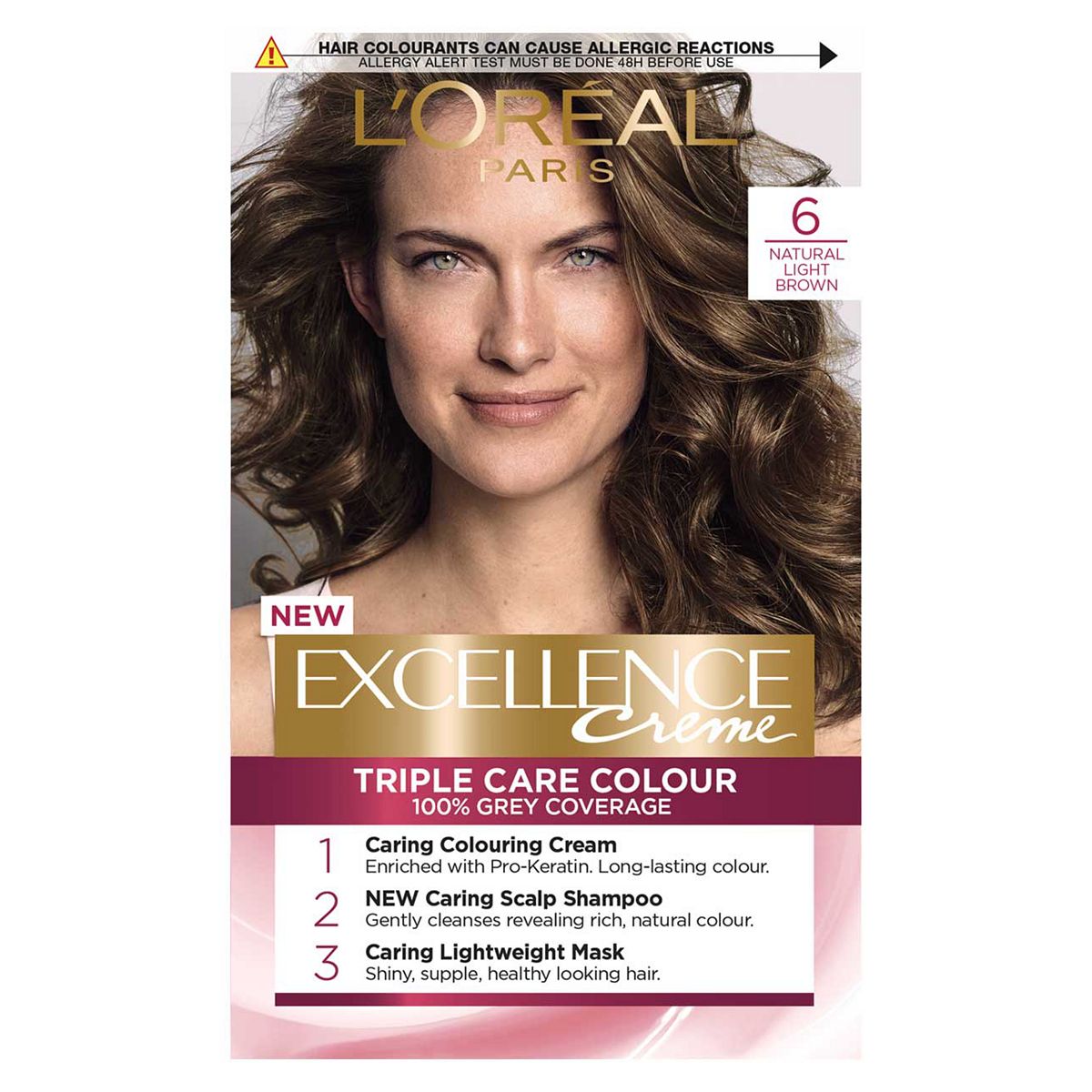 L’Oréal Paris Excellence Crème Permanent Hair Dye, Up to 100% Grey Hair Coverage, 6 Natural Light Brown GOODS Boots   