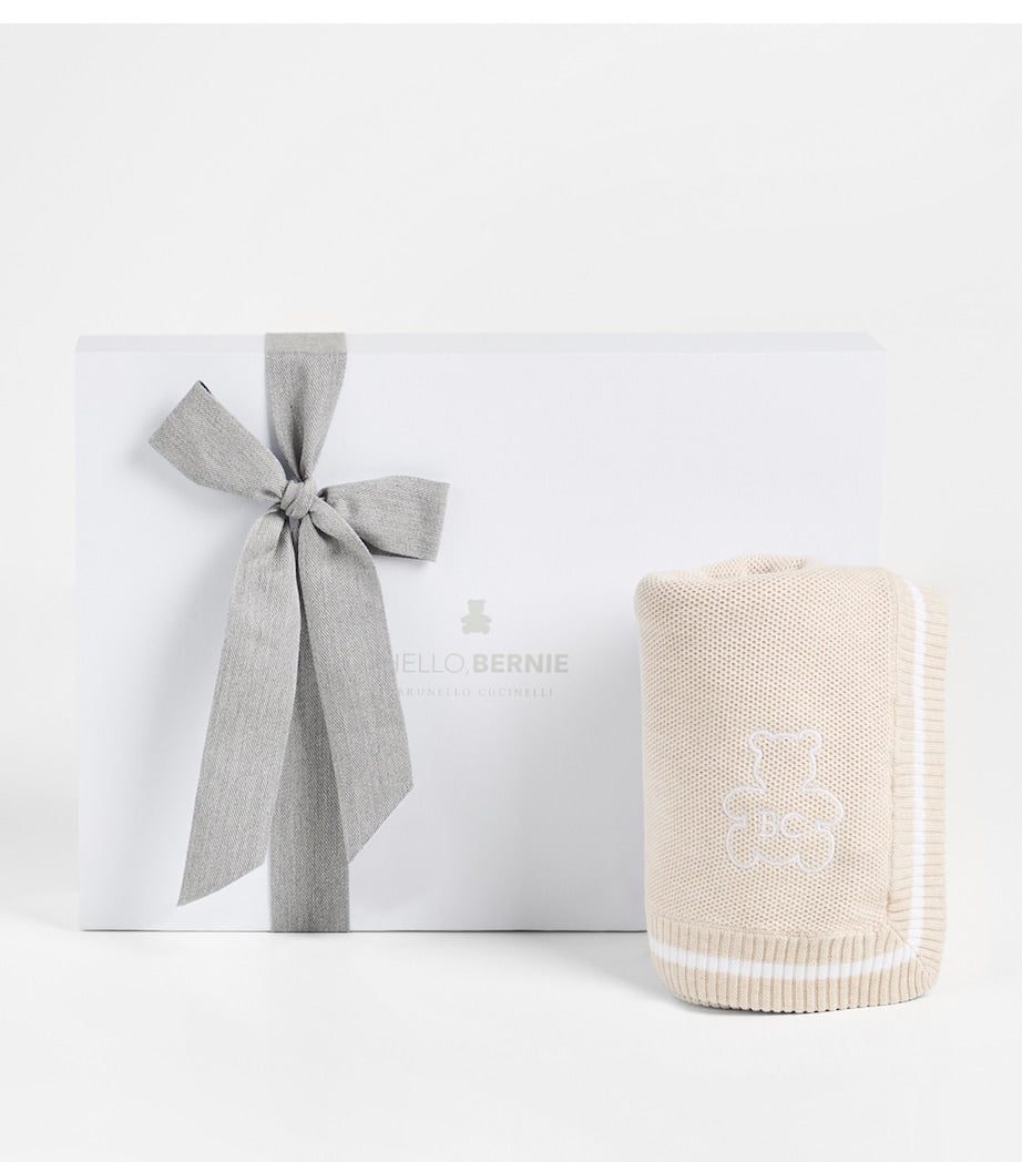 Brunello Cucinelli kids cotton embroidered Bernie blanket 80cm x 80cm (British brand)