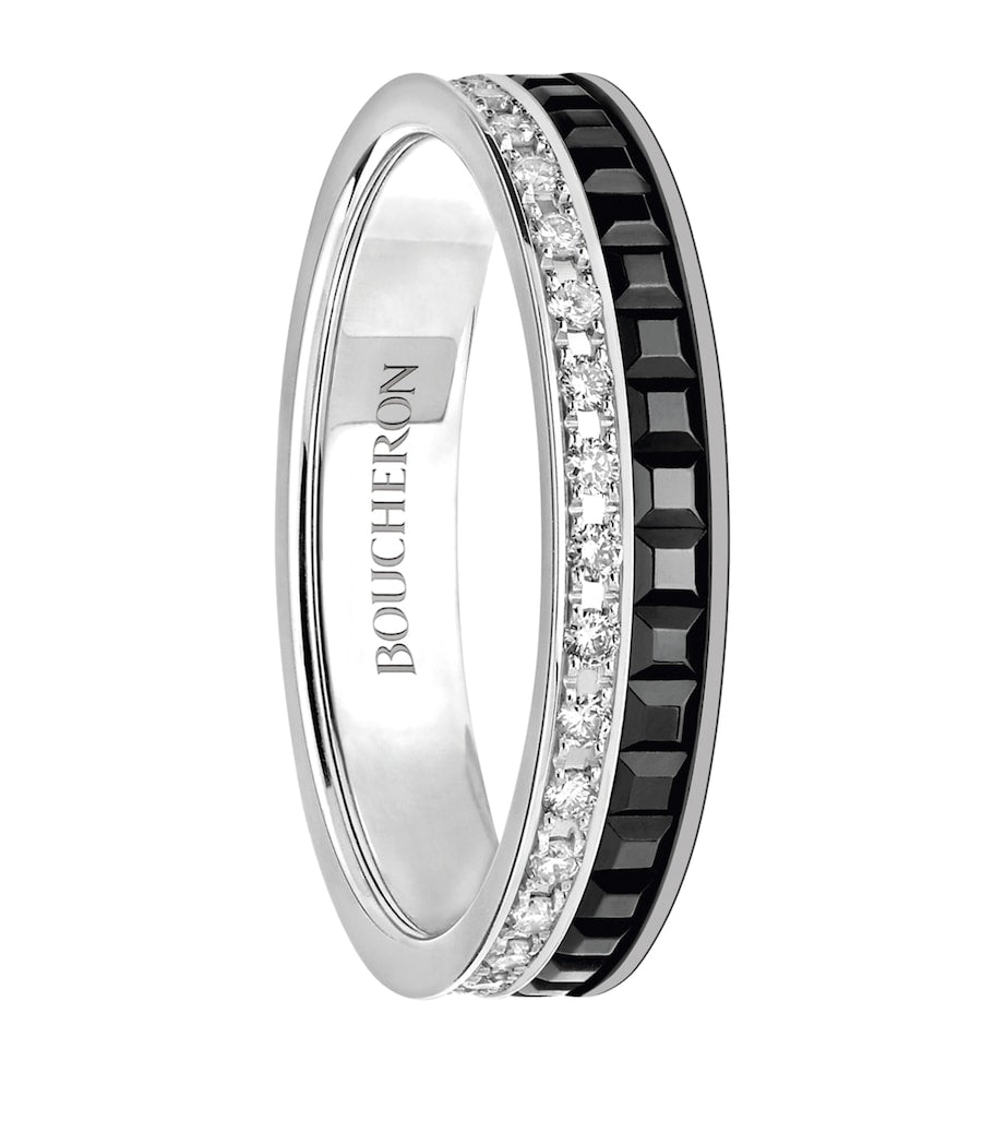 Boucheron wedding band Black Edition 18-karat white gold diamond, imported from the UK