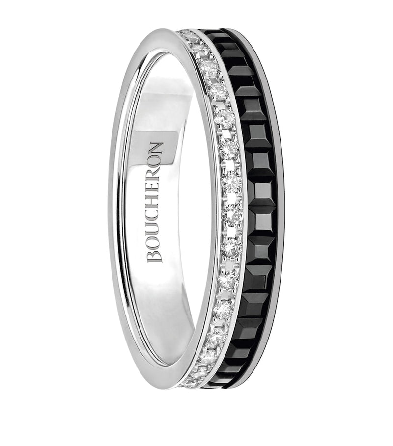 Boucheron wedding band Black Edition 18-karat white gold diamond, imported from the UK