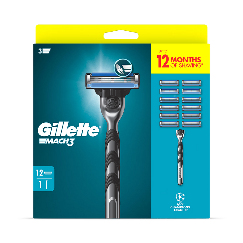 Gillette Mach3 UEFA Champions League razor 12 refills (British brand)