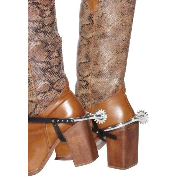 Smiffys spurs silver with black straps - British product