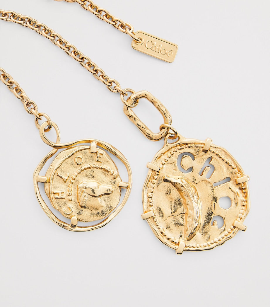 Chloé Medals scarf necklace gold-tone brass, imported from the UK