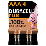 Duracell Plus Alkaline AAA Batteries, pack of 4 General Household ASDA   