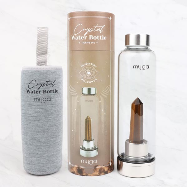 Myga Tiger's Eye crystal glass water bottle, UK version
