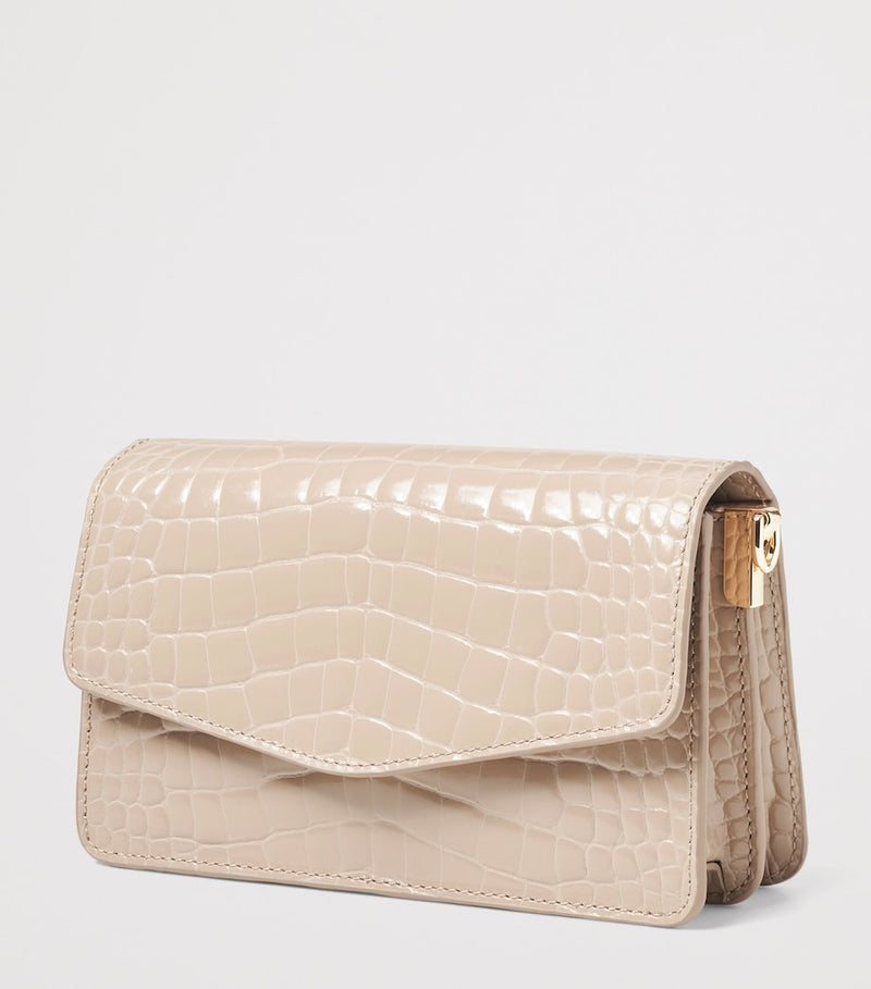 Aspinal of London croc-embossed leather Eliza clutch bag (British brand)