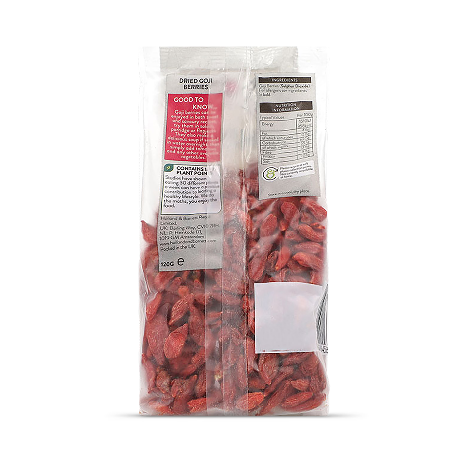 Holland & Barrett Goji Berries Dried Fruit 120g, UK version