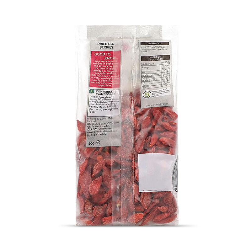 Holland & Barrett Goji Berries Dried Fruit 120g, UK version