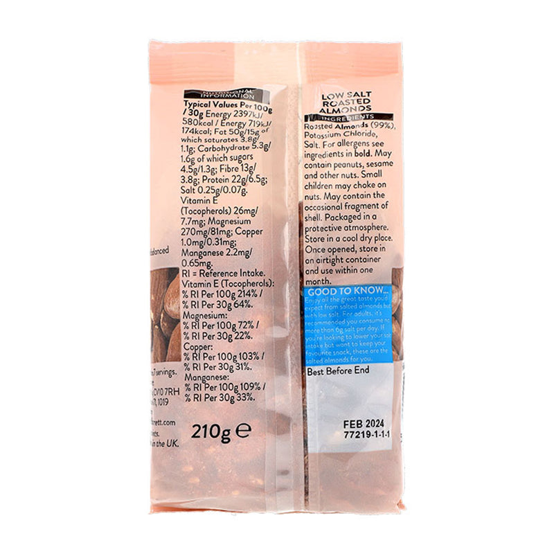 Holland & Barrett lightly salted almonds 210g, UK version