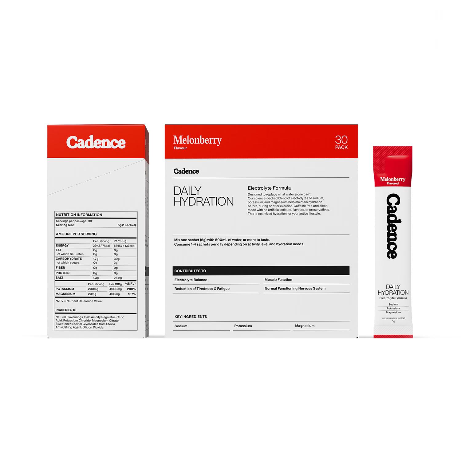 Cadence Melonberry Hydration Sachets 30 Pack (British brand)