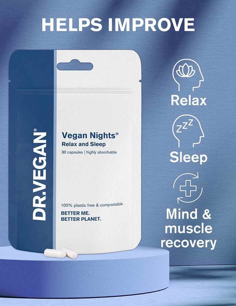 DR.VEGAN Vegan Nights sleep supplement 30 capsules, imported from the UK