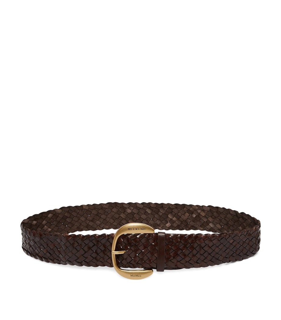 Weekend Max Mara woven leather belt with gold buckle - British product