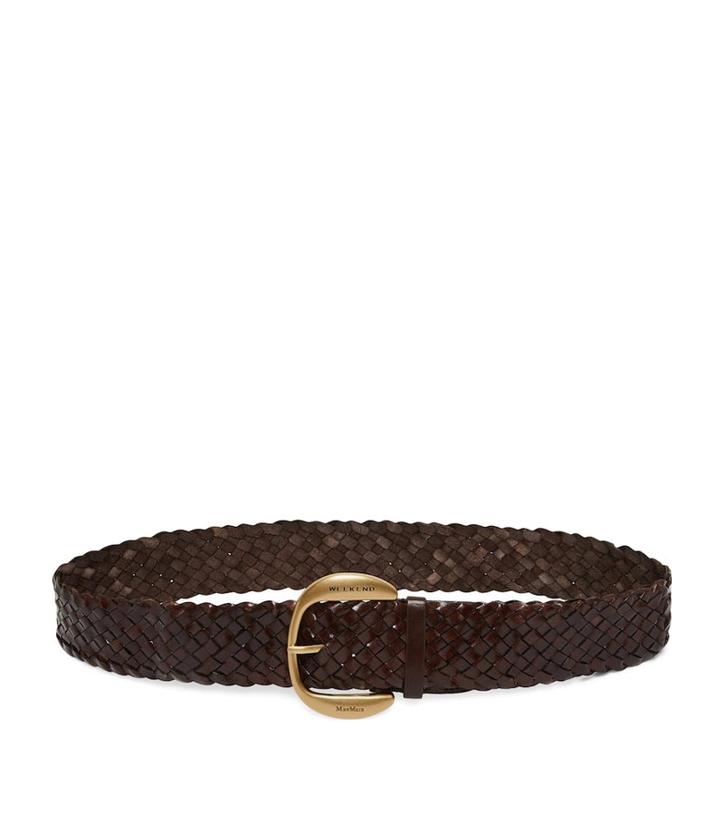Weekend Max Mara woven leather belt with gold buckle - British product