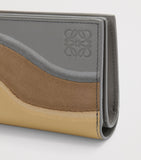 Leather Bifold Wallet with Suede Panels and Gold-Tone Hardware