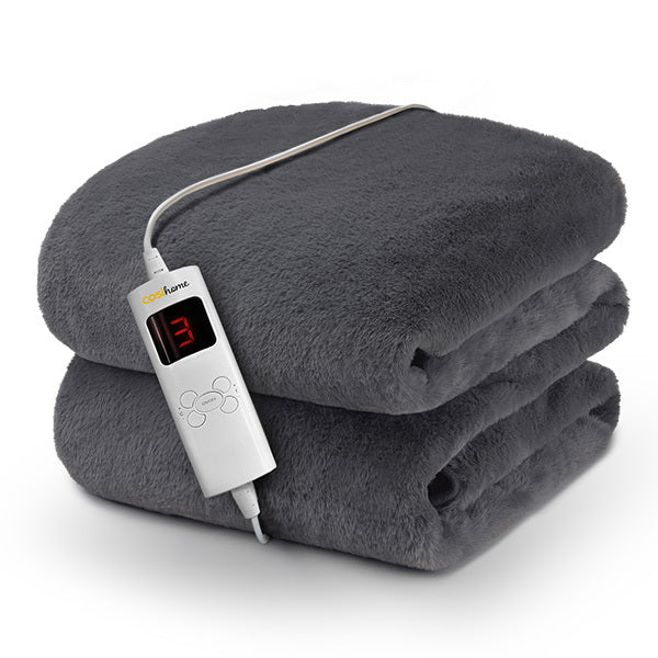 Cosi Home luxury faux fur electric heated throw grey, UK version