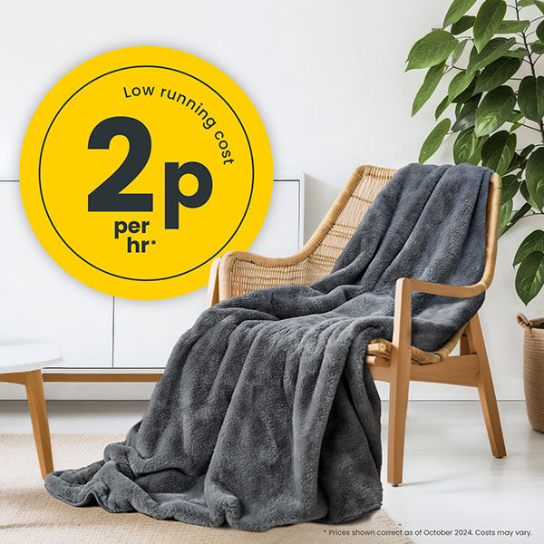 Cosi Home luxury faux fur electric heated throw grey, UK version