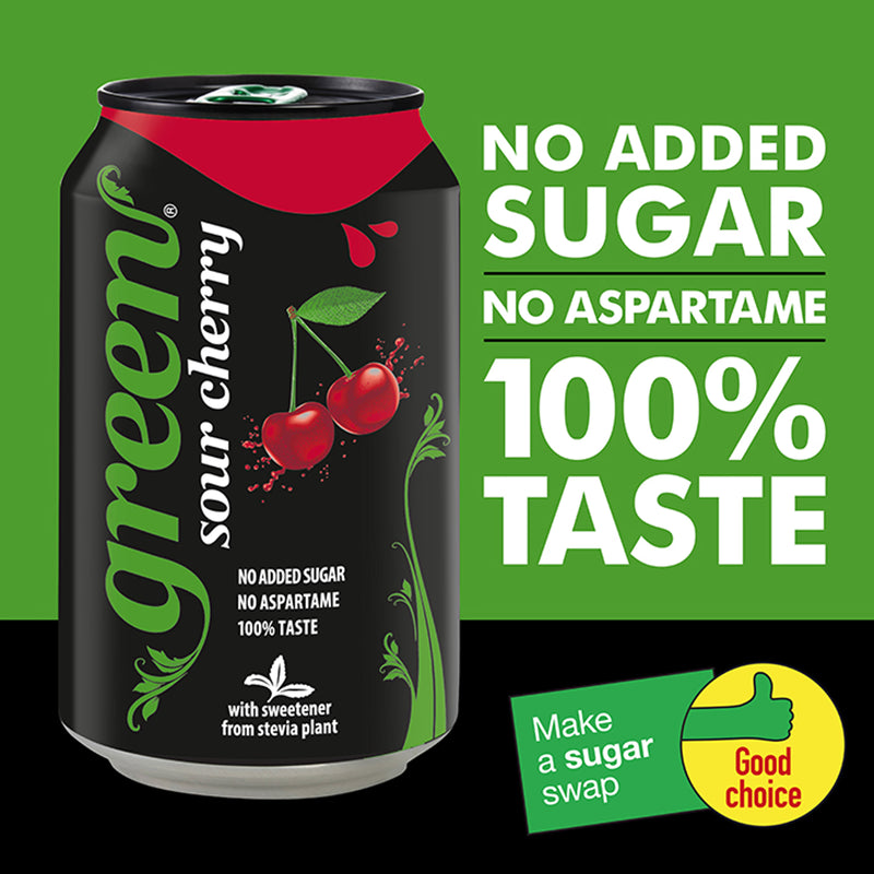 Green sour cherry soda 330ml (British brand)