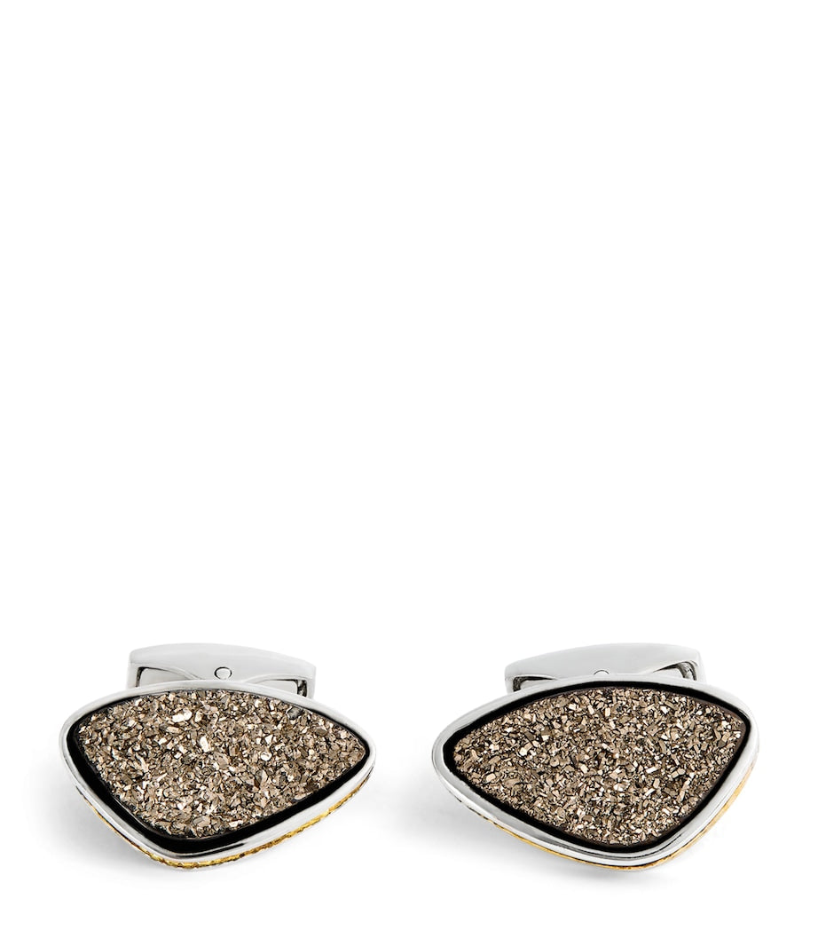 Tateossian sterling silver drusy cufflinks, imported from the UK