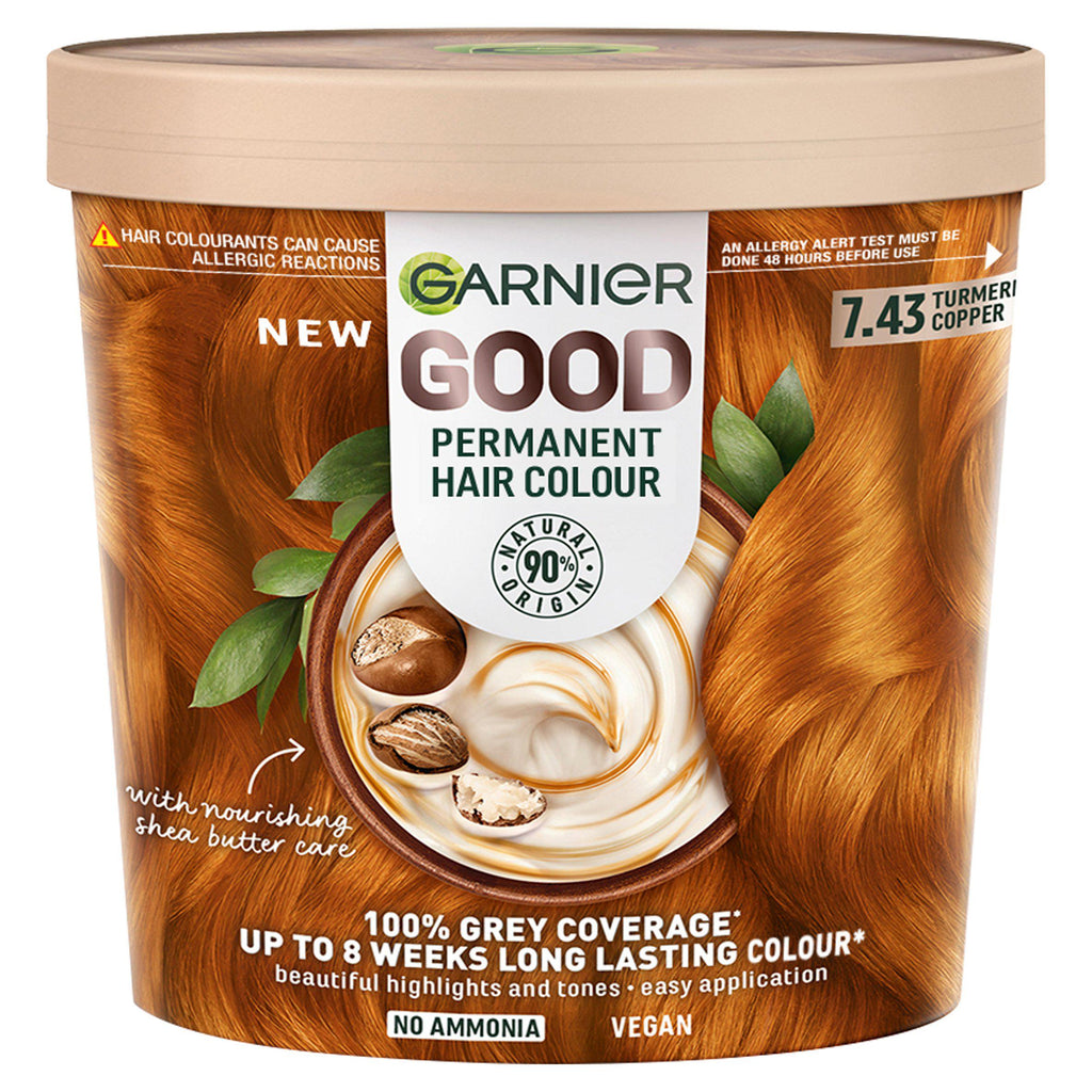 Garnier Good Permanent No Ammonia Formula 100% Grey Coverage 7.43 Tumeric Copper Hair Dye