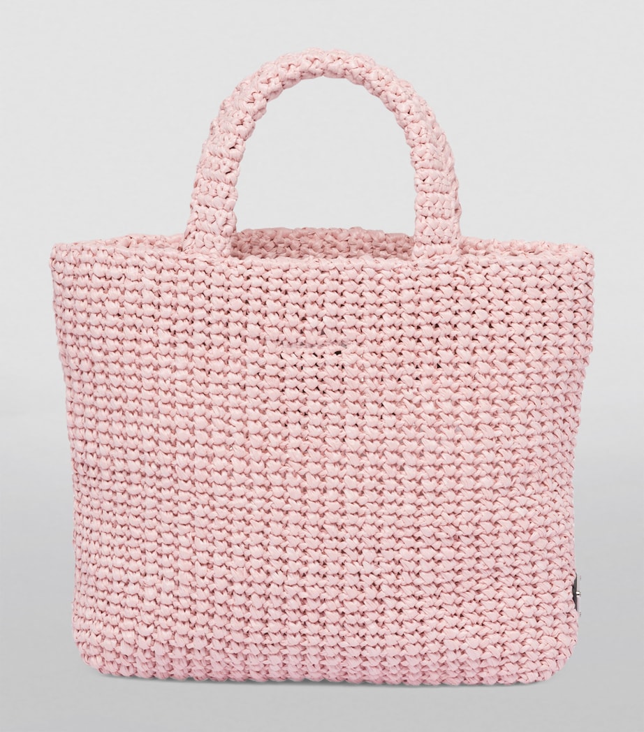 Prada small crochet tote bag with raffia-effect yarn, imported from the UK