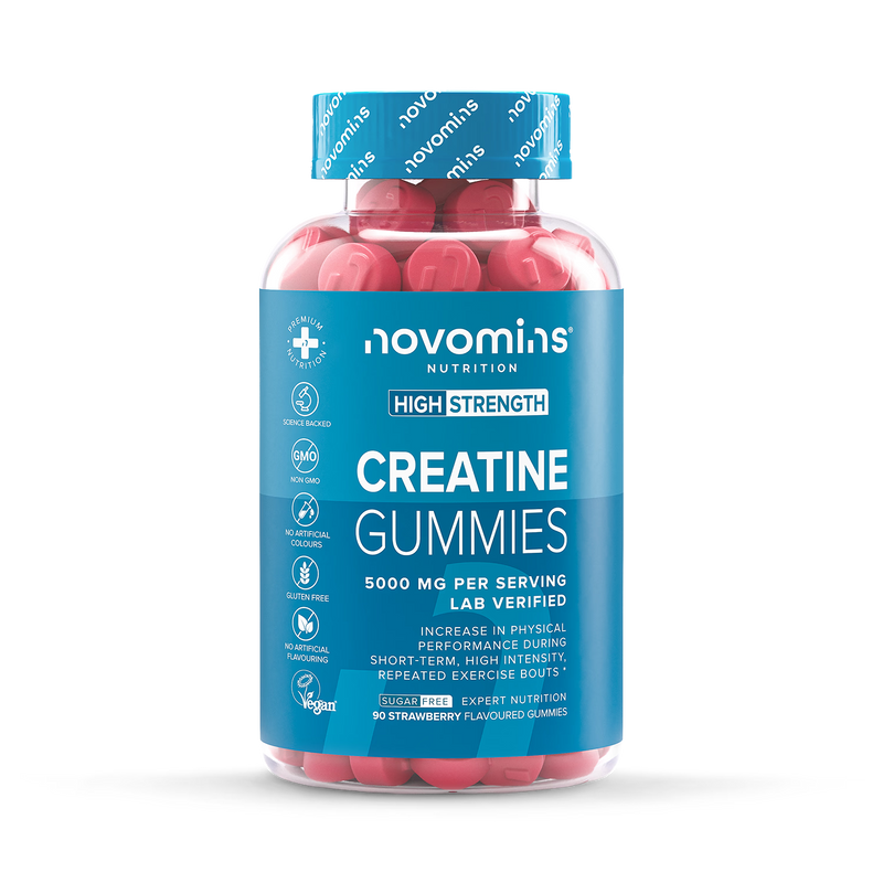 Novomins creatine gummies strawberry sugar free 90 gummies - British product