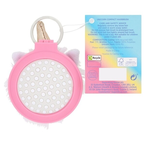 Superdrug Fantasy Unicorn Compact Hairbrush Bag Accessory GOODS Superdrug   