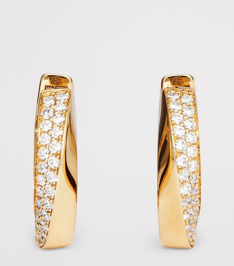 Engelbert Aurea Spira Creoles earrings in yellow gold with diamonds - British product
