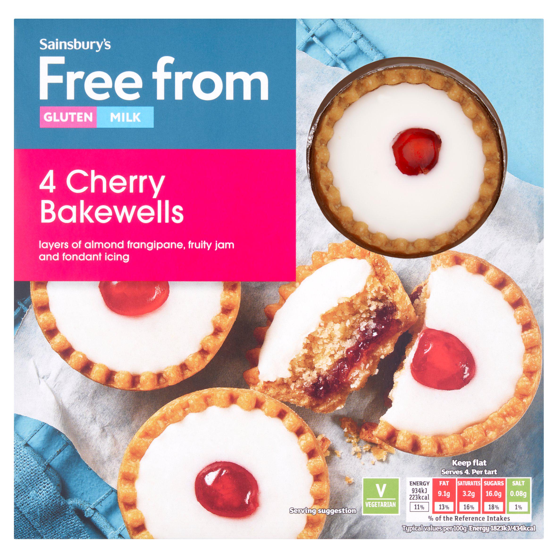 Sainsbury's Free From Cherry Bakewell Tarts x4 GOODS Sainsburys   