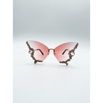 Superdrug SVNX Butterfly Lens Sunglasses With Crystal Detail In Gradient Pink- Buy online at McGrocer