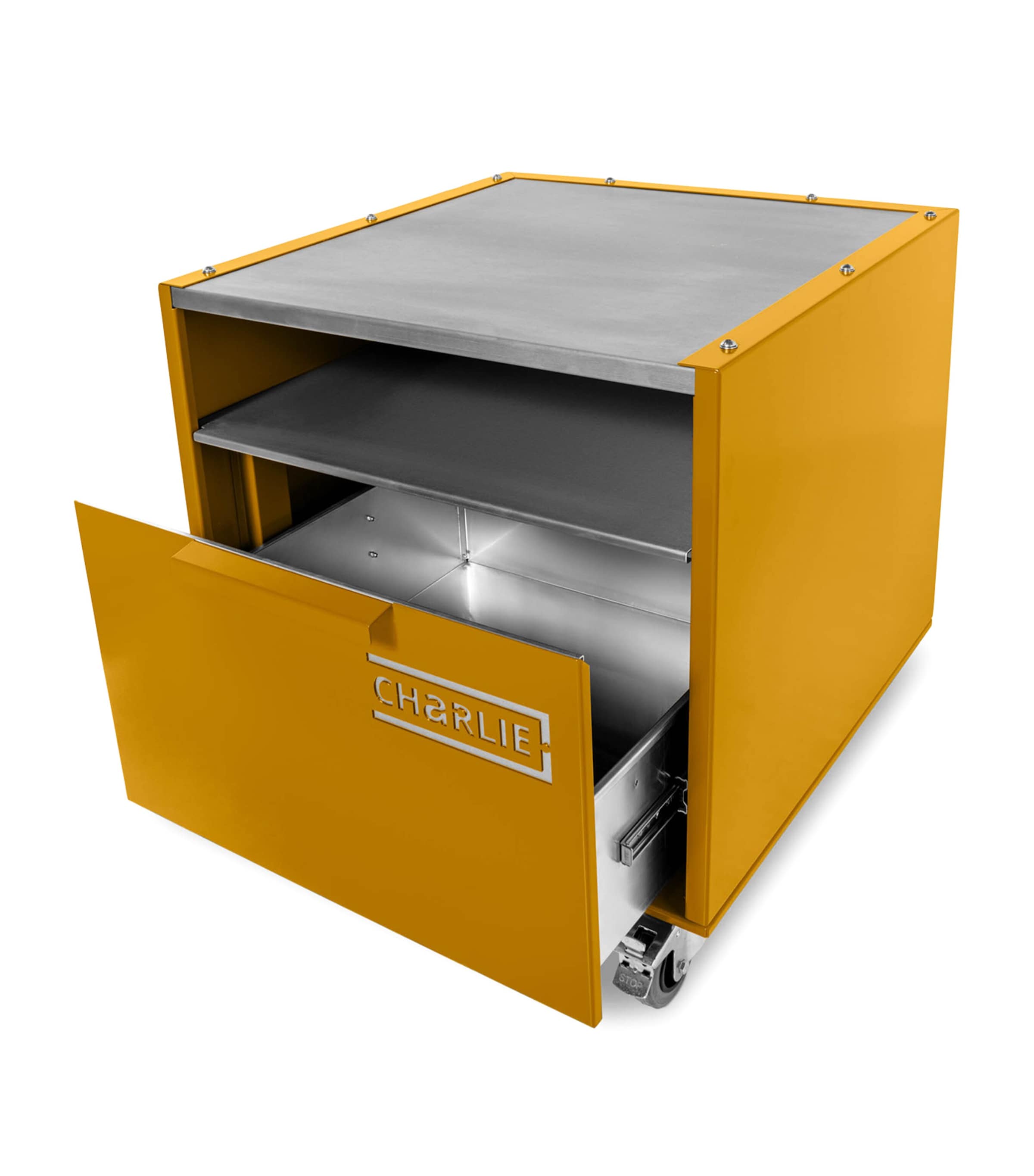 Charlie Oven outdoor island cabinet with castors for storage and prep - British product