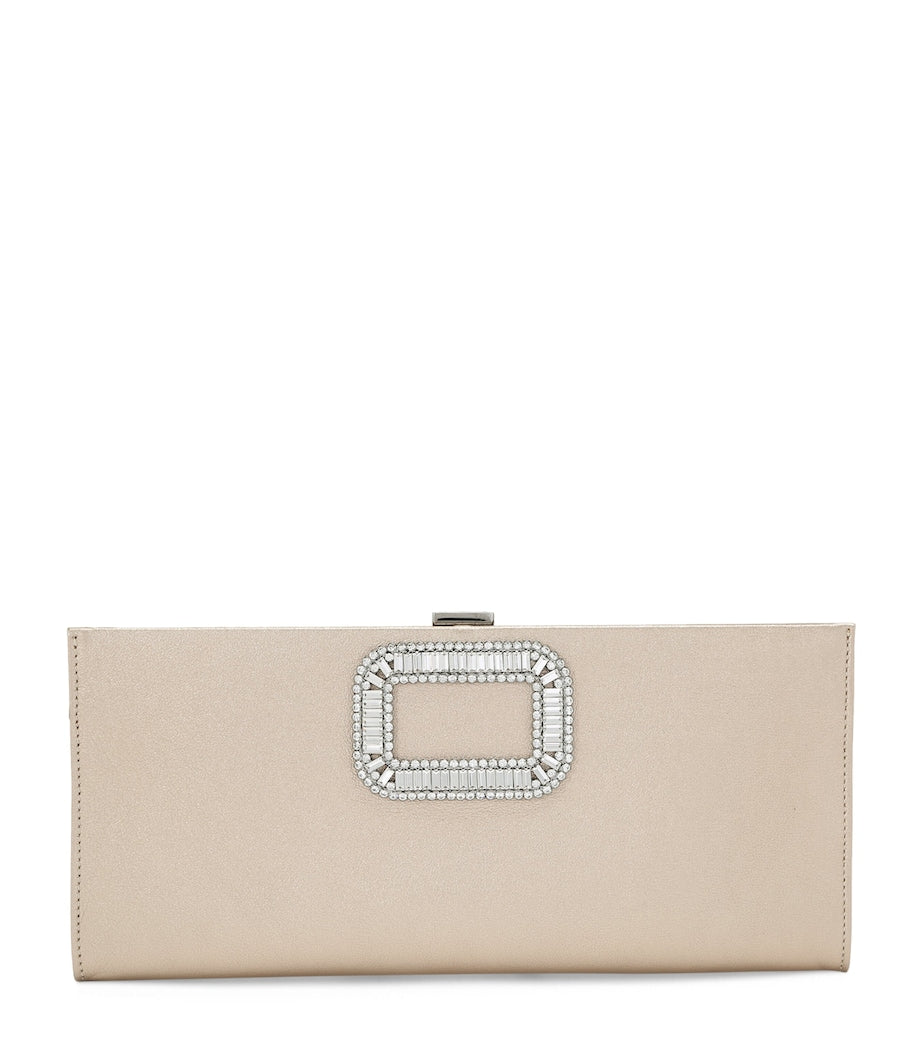 Roger Vivier Pilgrim metallic leather clutch bag (British brand)