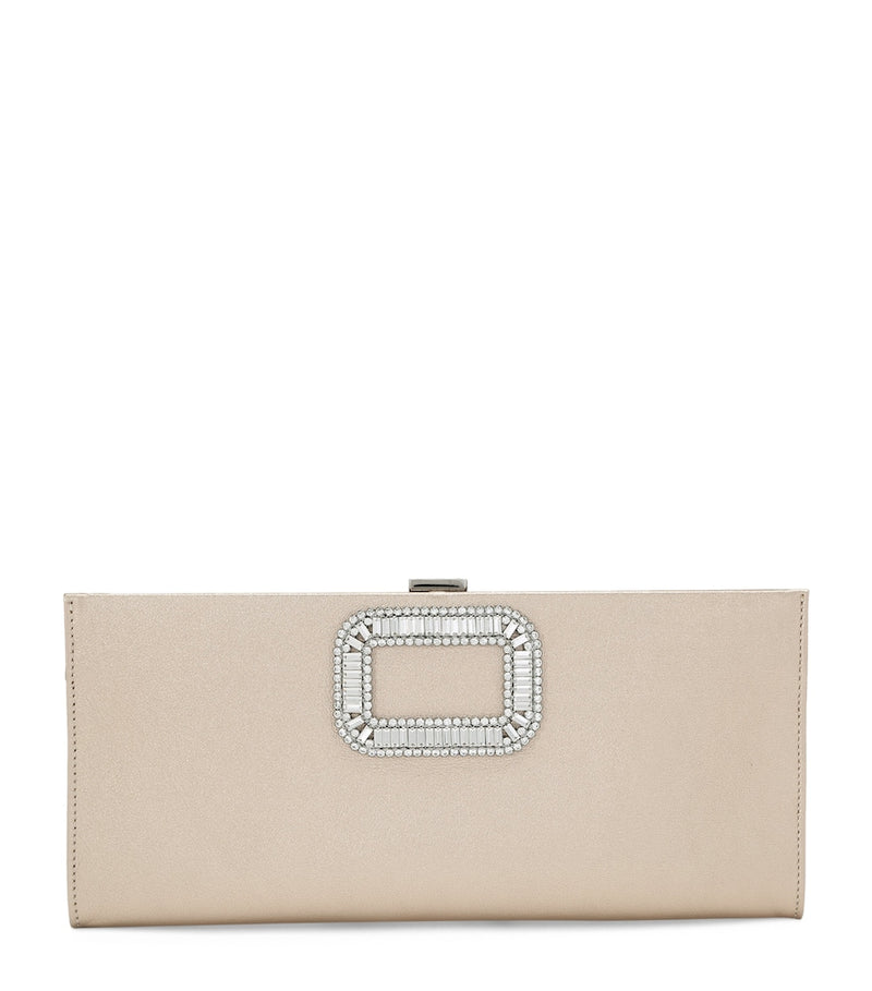 Roger Vivier Pilgrim metallic leather clutch bag (British brand)