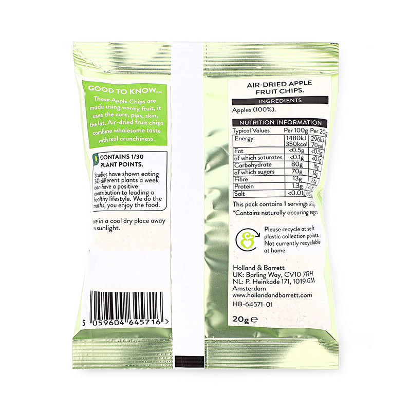 Holland & Barrett Apple Chips Snack 20g - British product