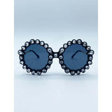 SVNX round floral gem novelty sunglasses black one size, imported from the UK
