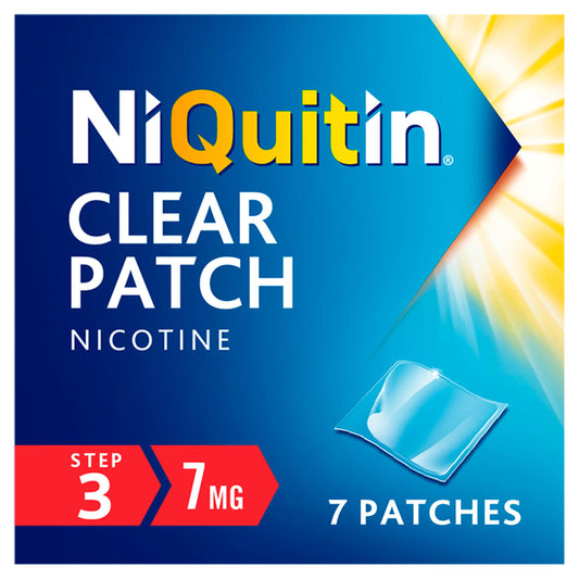 NiQuitin Clear Patch Step 3 Patches Stop Smoking Aid x7 7mg smoking control Sainsburys   