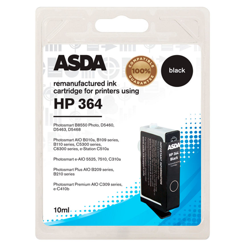 ASDA HP364 Black Ink Cartridge General Household ASDA   