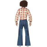 Smiffys patchwork flares denim look trousers, imported from the UK