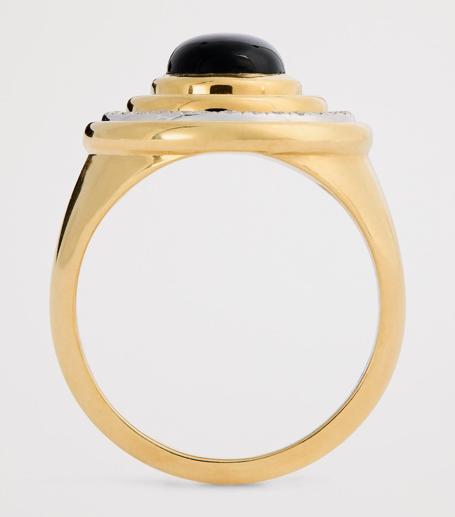 L'Atelier Nawbar Mimette signet pinky ring 18kt yellow gold with diamonds - British product