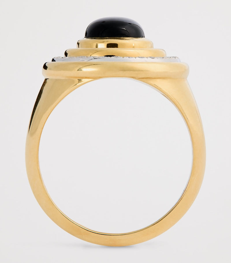 L'Atelier Nawbar Mimette signet pinky ring 18kt yellow gold with diamonds - British product