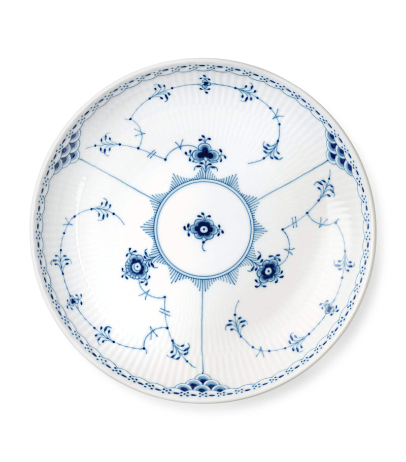 Royal Copenhagen blue fluted half lace shallow bowl 20cm, imported from the UK