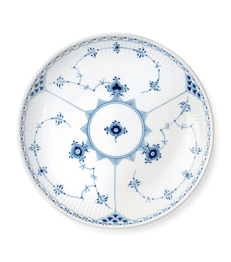 Royal Copenhagen blue fluted half lace shallow bowl 20cm, imported from the UK