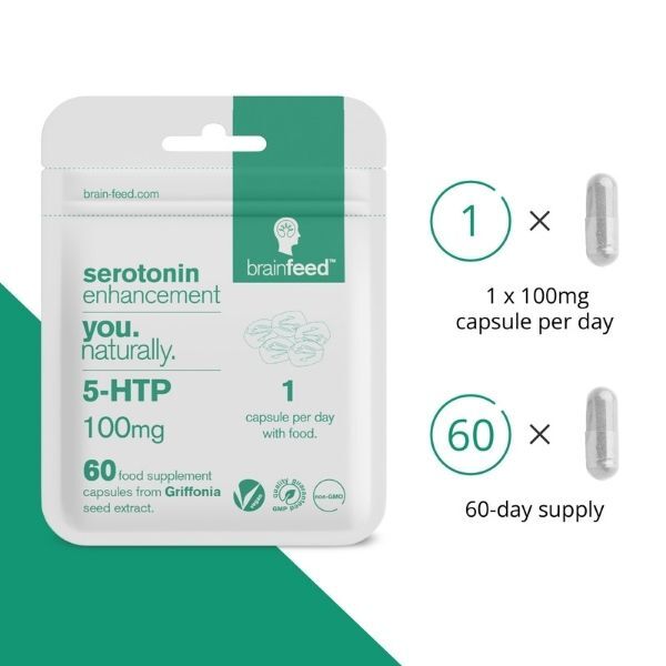 brain feed 5HTP capsules 100mg 60 count, UK version