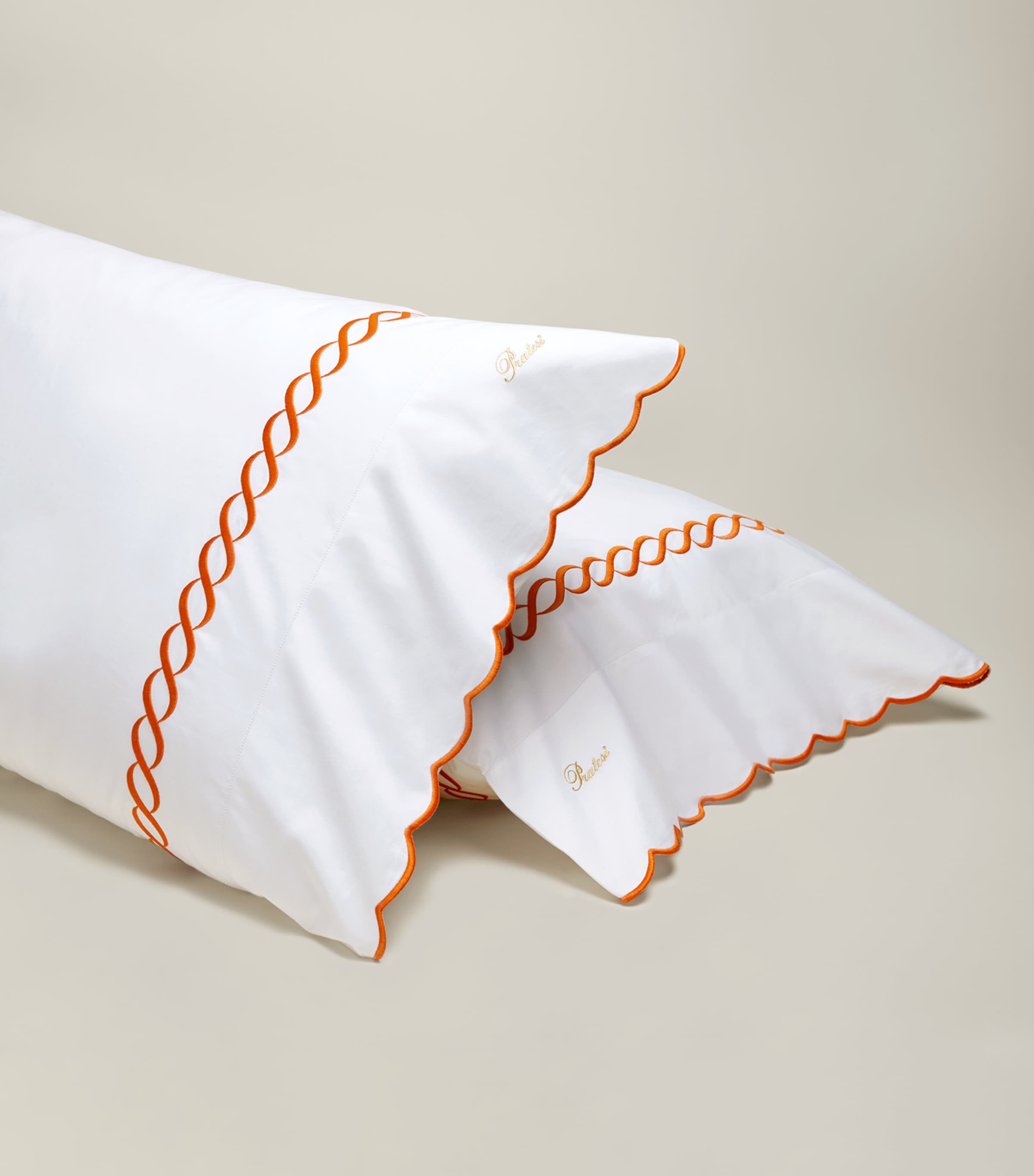 Pratesi Treccia pillowcase with braid embroidery 13cm x 41cm, imported from the UK