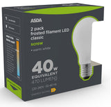 ASDA LED Filament Classic 40W Large Screw Coated Lightbulb General Household ASDA   