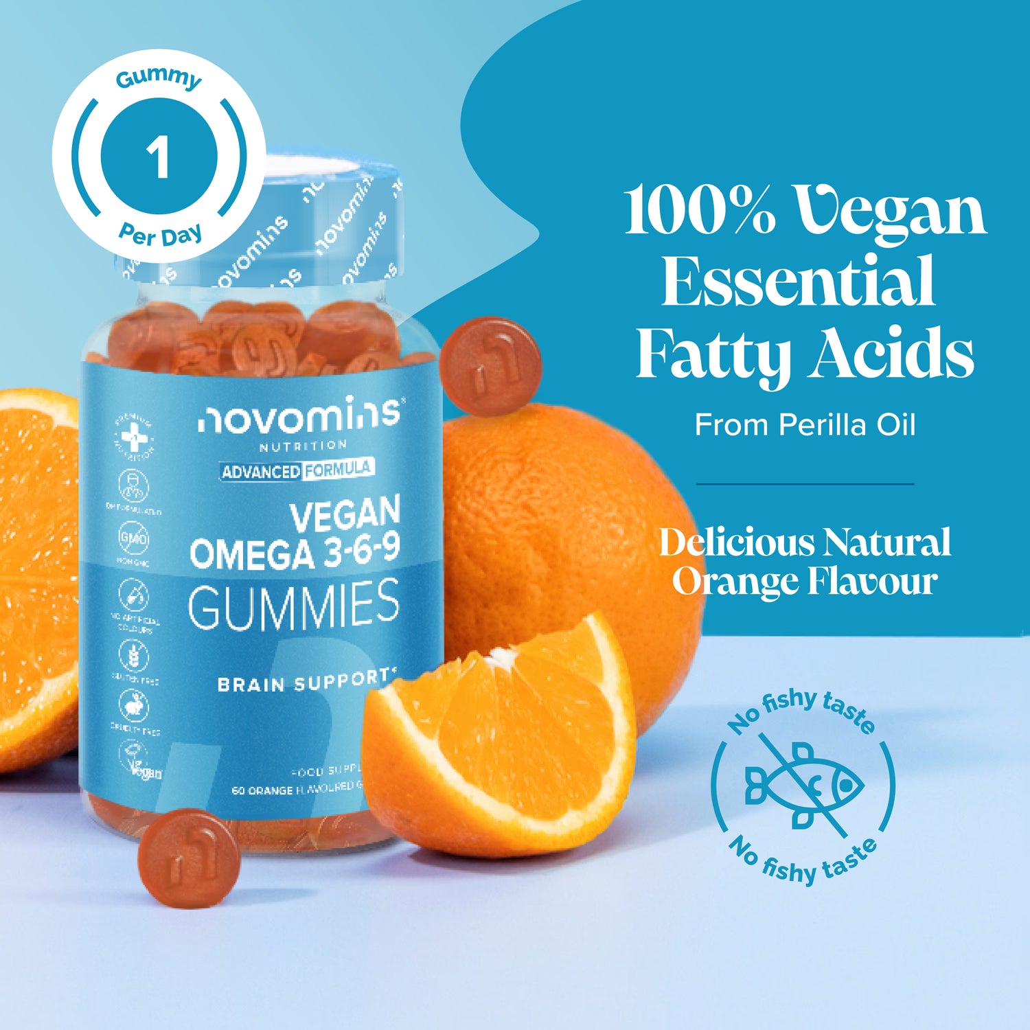 Novomins vegan omega gummies orange flavoured 60 count - British product