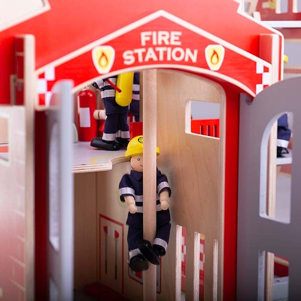 Bigjigs Toys Wooden City Fire Station Playset GOODS Superdrug   