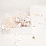 Babbico Beige Elephant Toy And Rattle Blanket Baby Gift Set